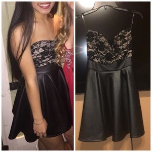 Black lace formal prom mini dress